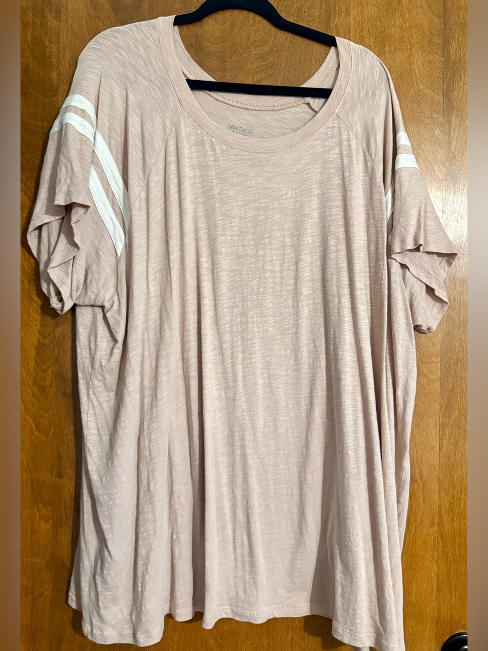 torrid Blush Pink Short Sleeve Tee with White Stripe Sleeves